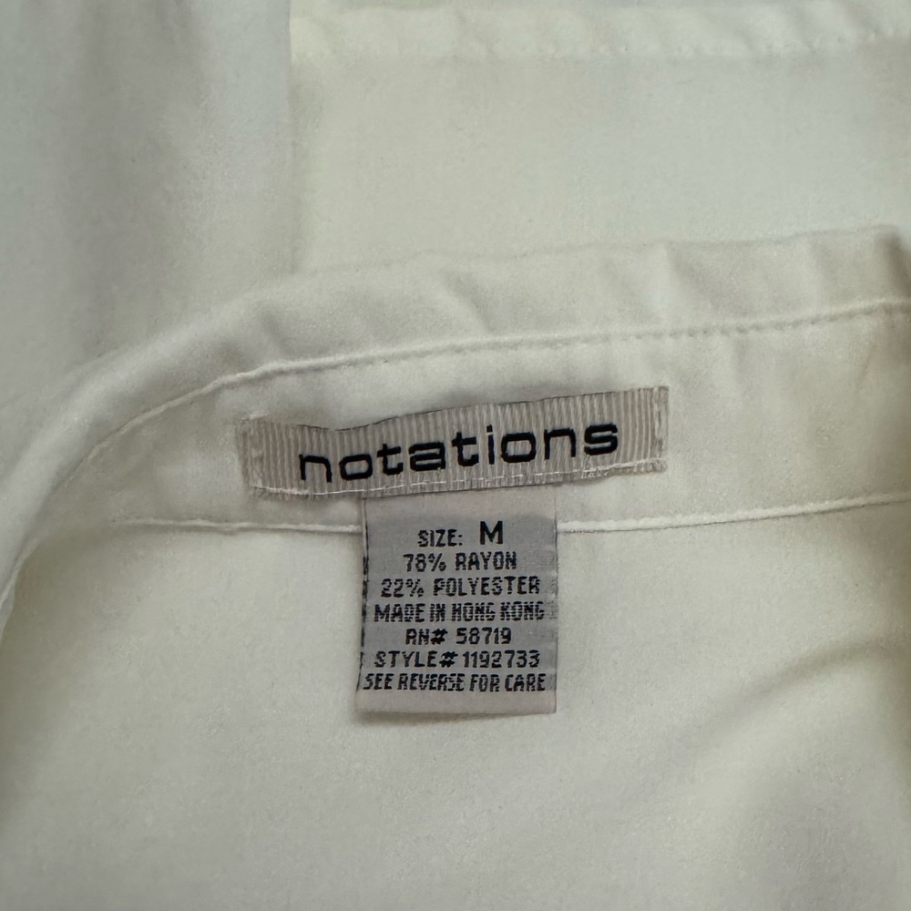 Notations Cream Color Button Down Blouse Size M - image 8